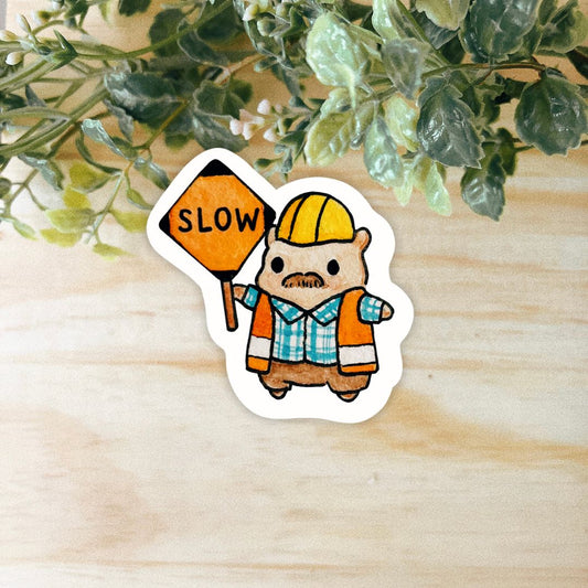 Construction Hammy Sticker | Waterproof, Weatherproof, Dishwasher Safe