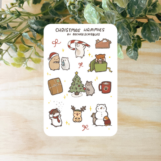 Christmas Hammies Sticker Sheet (4x6 inches)