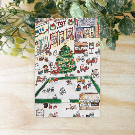 A Busy Christmas in Hamsterville Print 4x6"