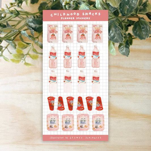 Pink Childhood Snacks Sticker Sheet