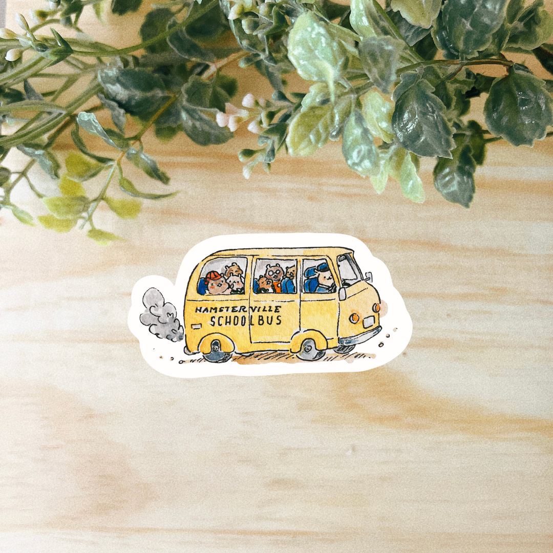 Hamsterville School Bus Sticker | Dishwasher Safe