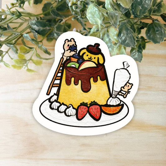 Pompompurin Pudding Sticker | Dishwasher Safe