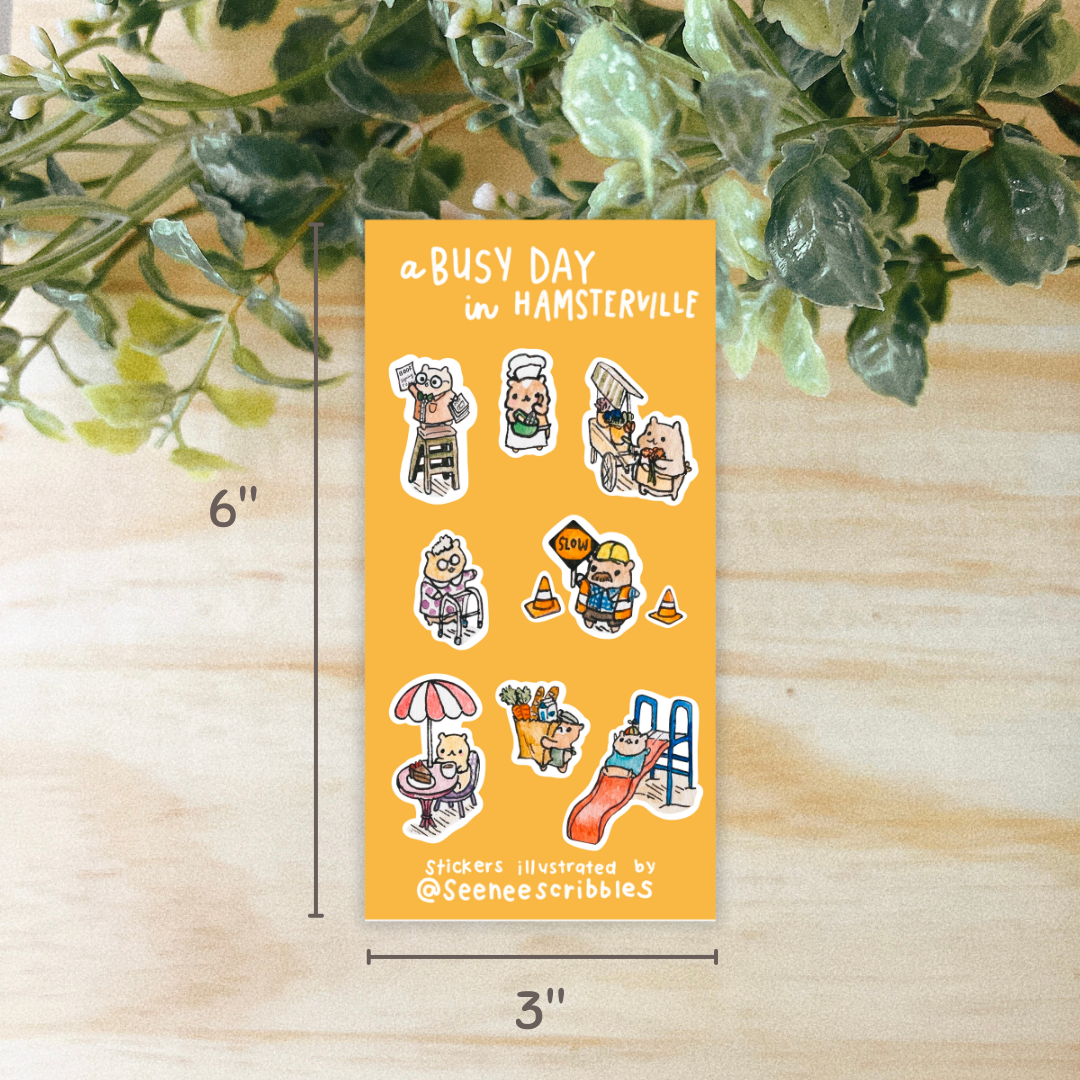 *Discontinued design* A Busy Day in Hamsterville Sticker Sheet