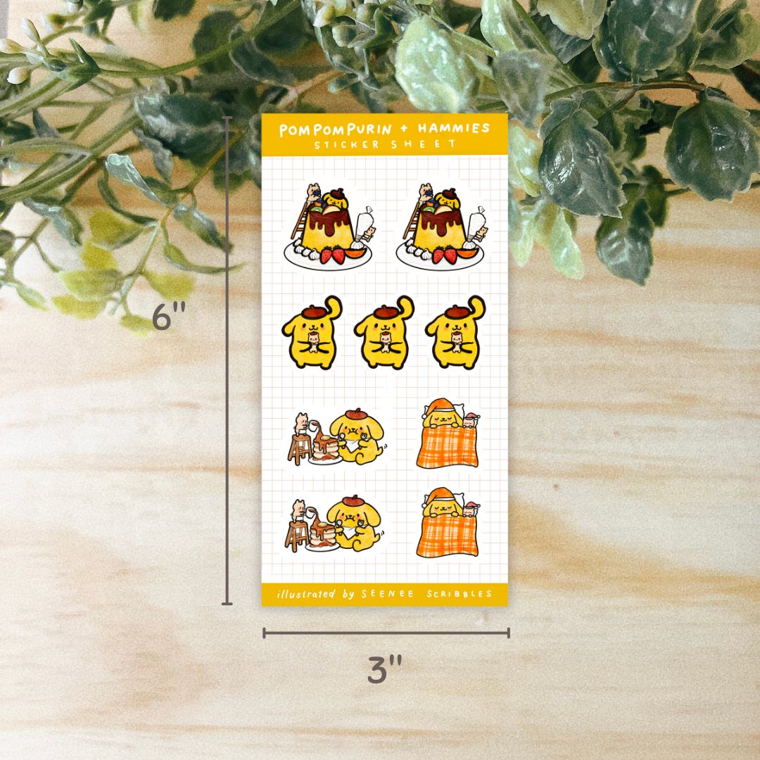Pompompurin + Hammies Sticker Sheet