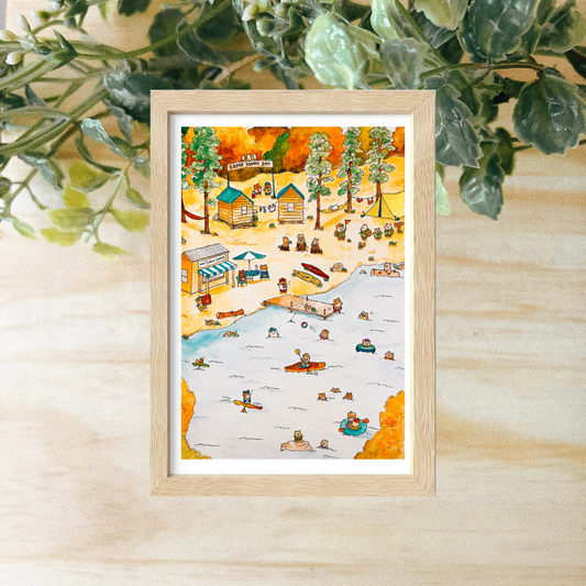 A Busy Campground in Hamsterville Art Print 4x6"