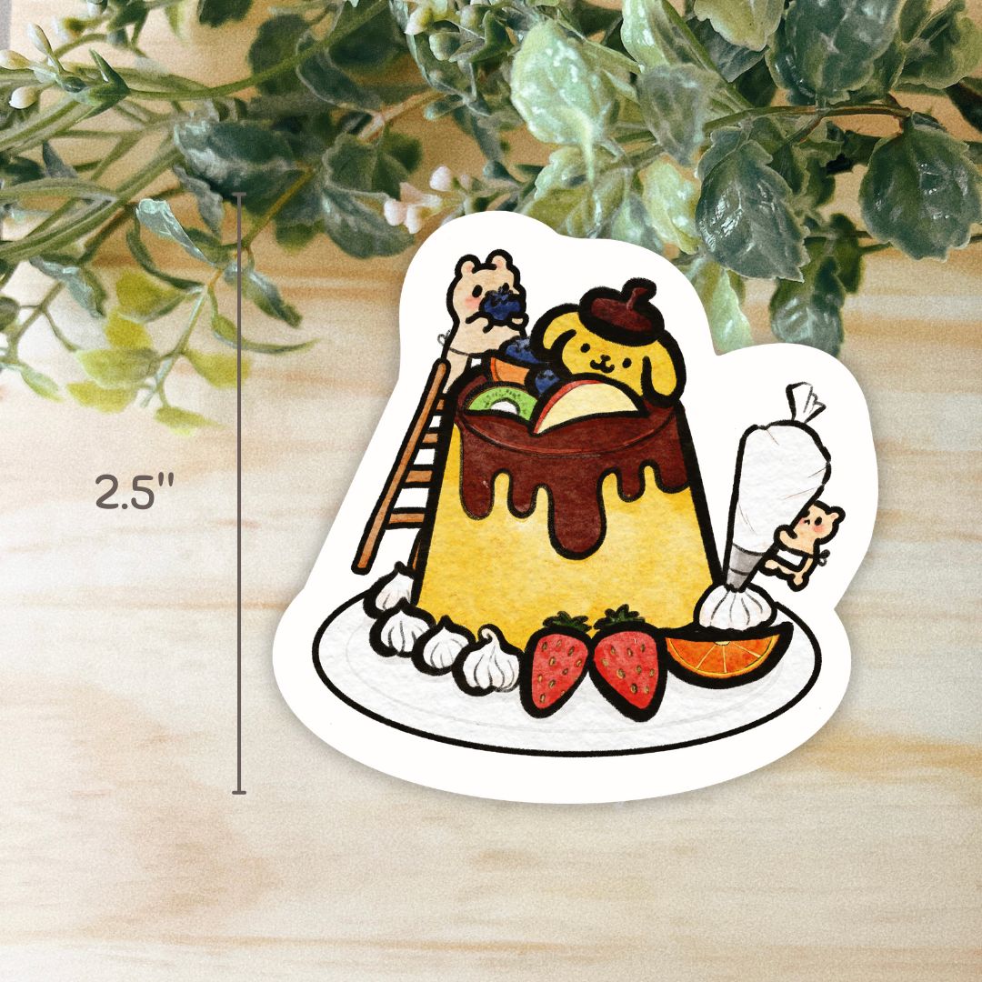 Pompompurin Pudding Sticker | Dishwasher Safe
