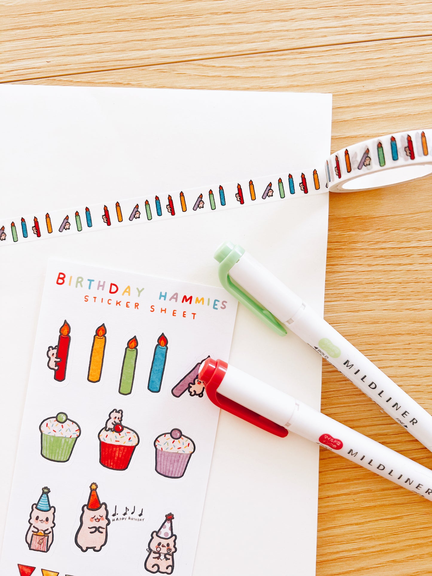 Birthday Hammies Washi Tape • 1cm x 5m
