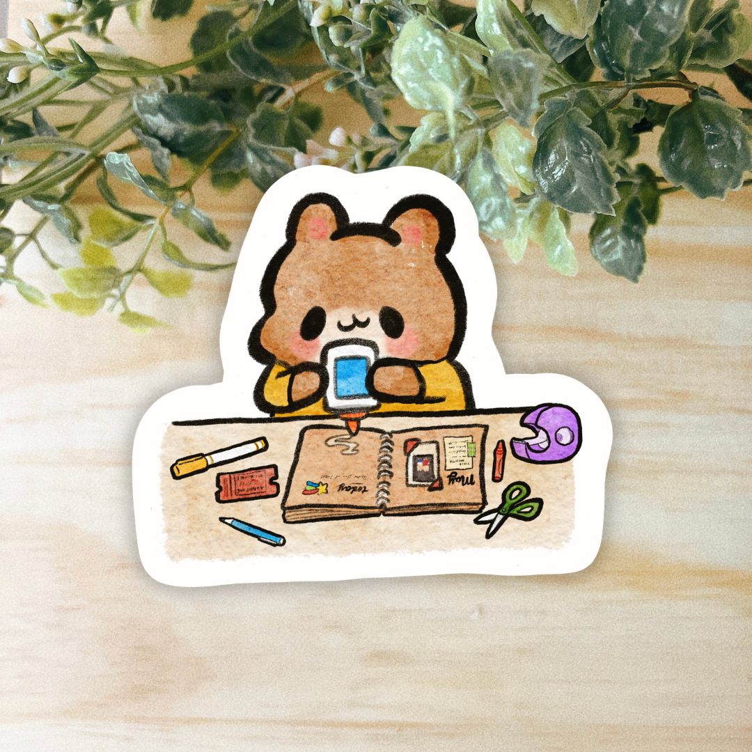 Journaling Hammy Sticker | Weatherproof & Dishwasher Safe