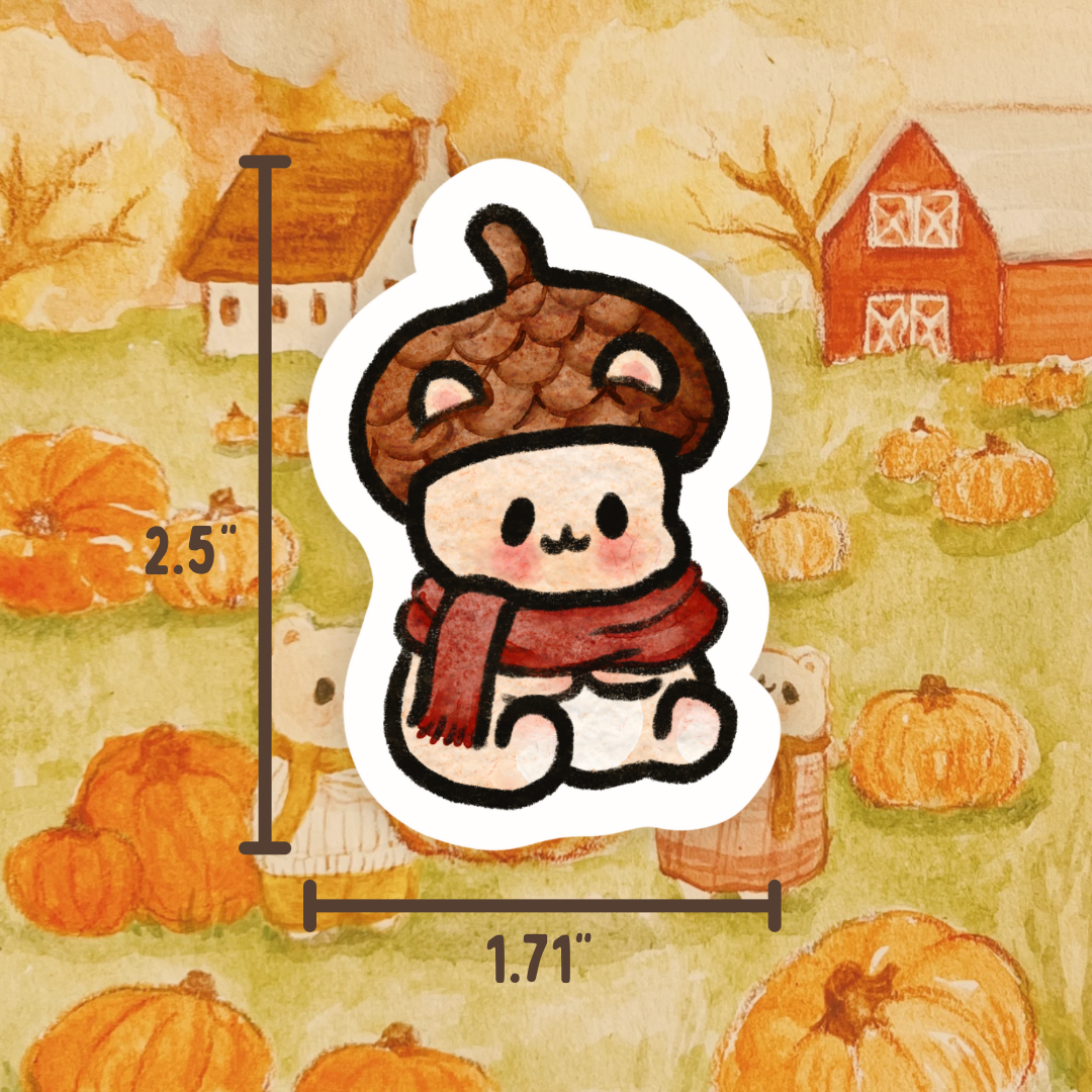 Acorn Hat Hammy Vinyl Sticker Dishwasher Safe