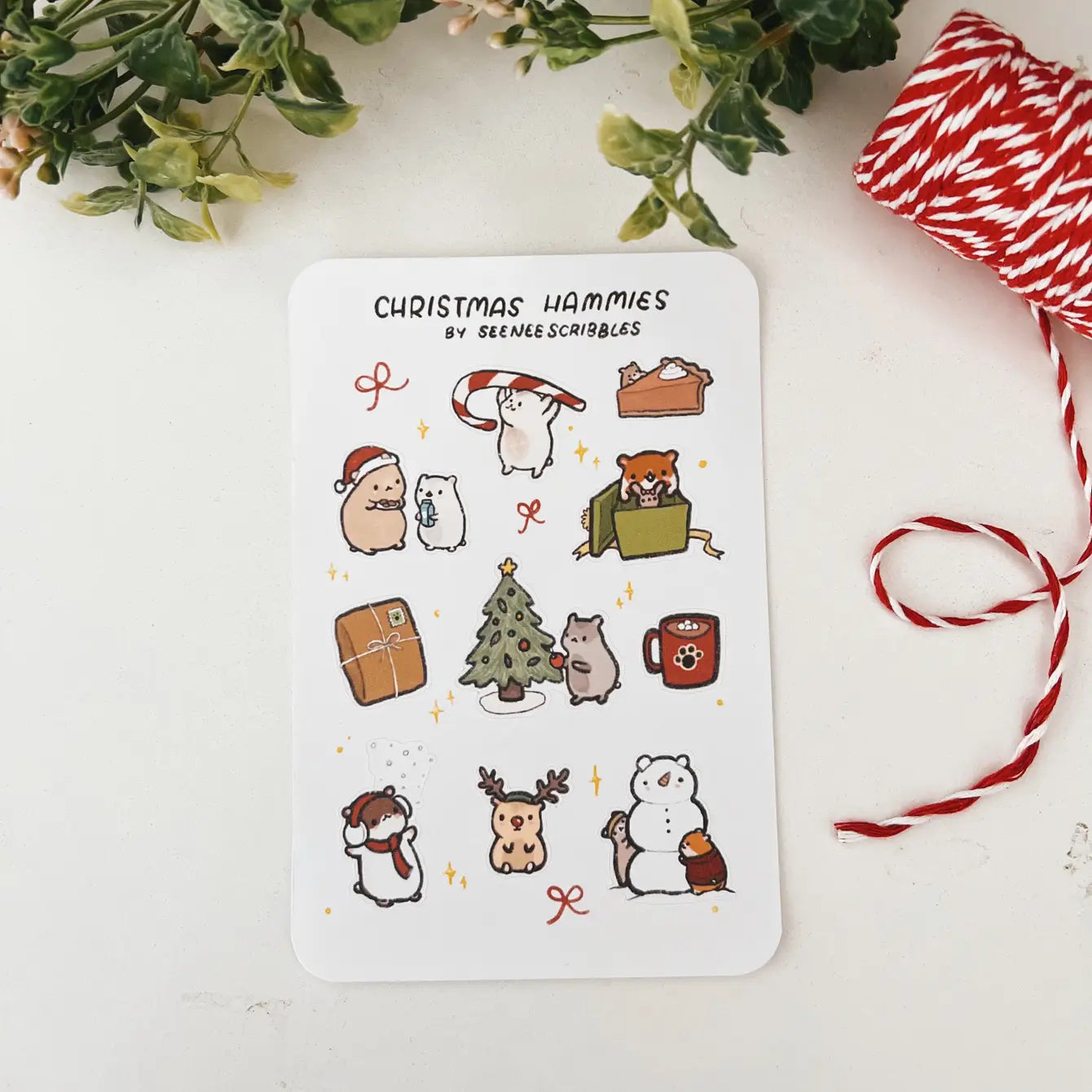 Christmas Hammies Sticker Sheet (4x6 inches)
