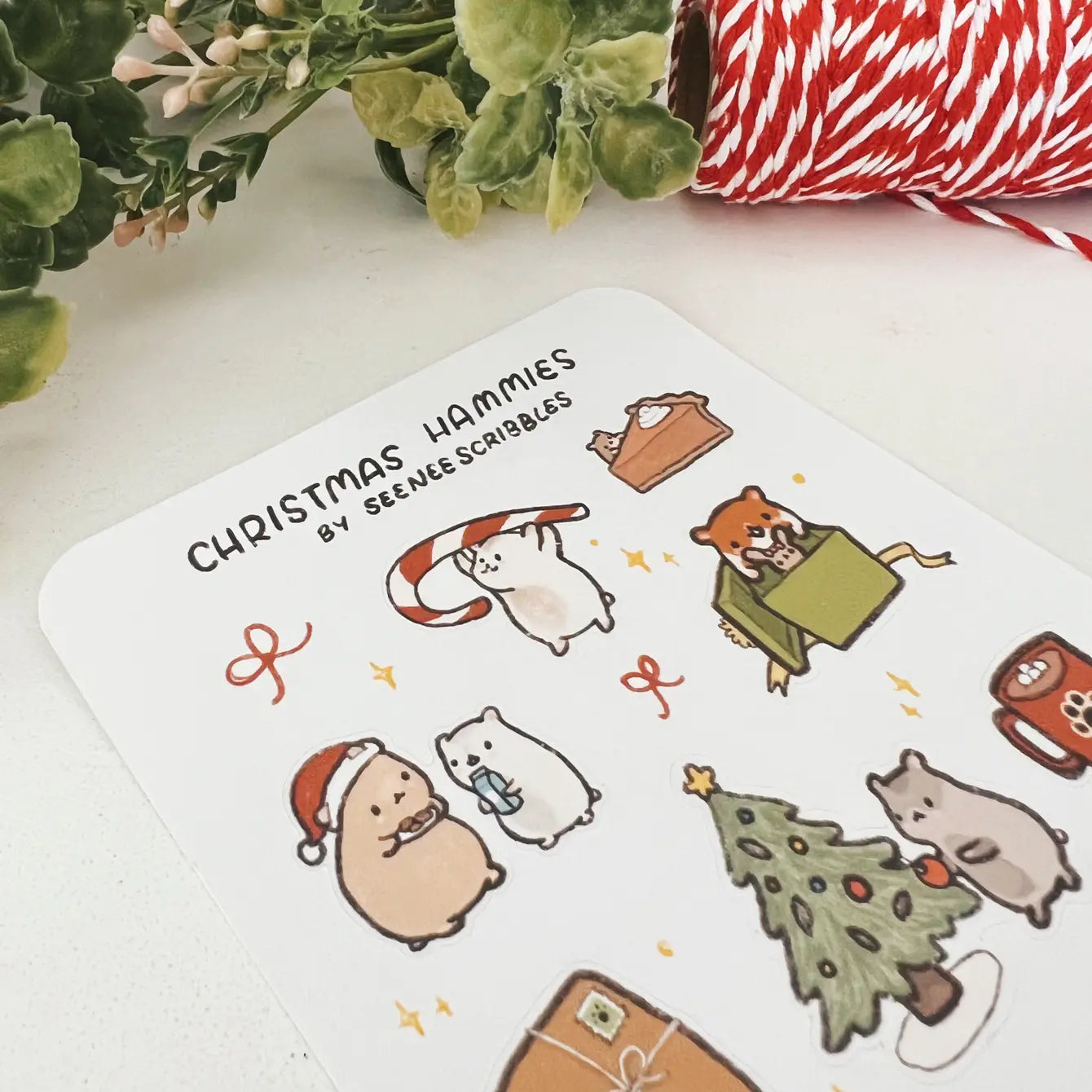 Christmas Hammies Sticker Sheet (4x6 inches)