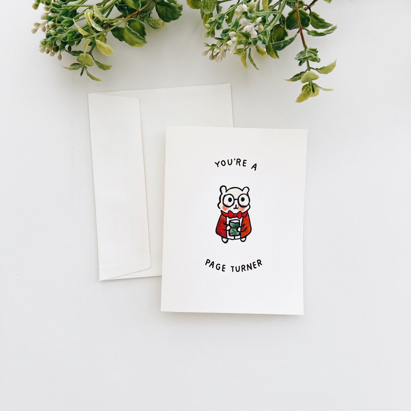 You're a Page Turner Librarian Hammy Watercolor Greeting Card