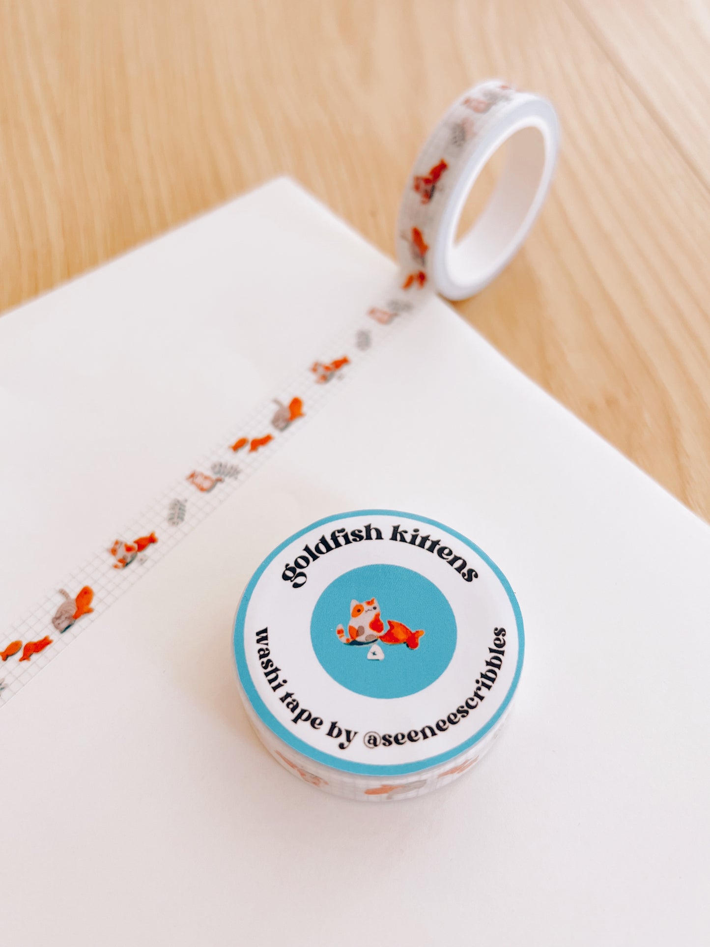 Goldfish Kittens Washi Tape (THIN) • 1cm x 5m