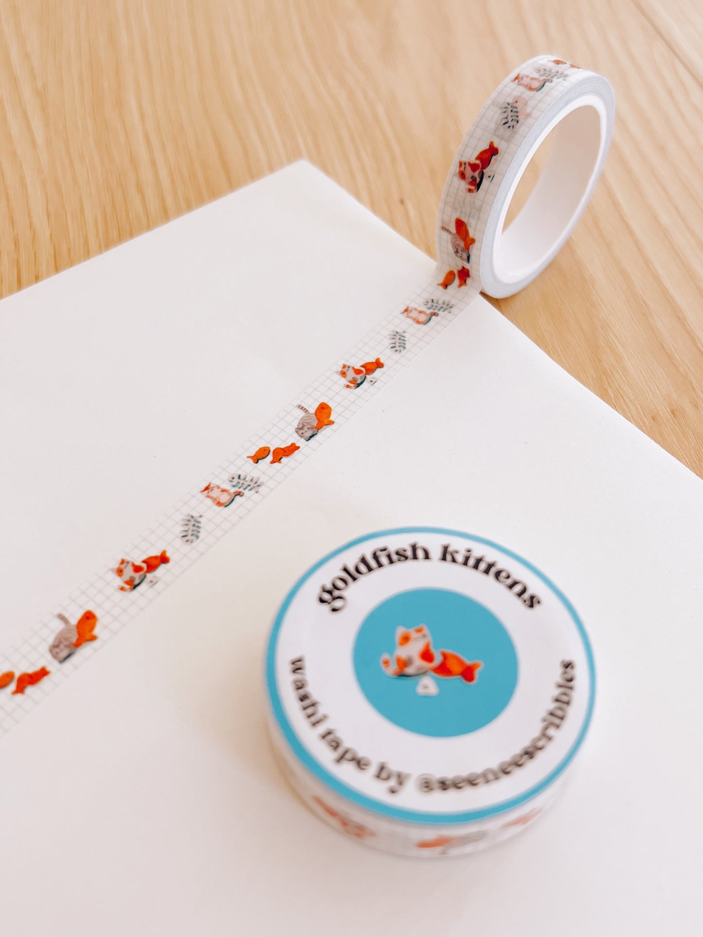 Goldfish Kittens Washi Tape (THIN) • 1cm x 5m