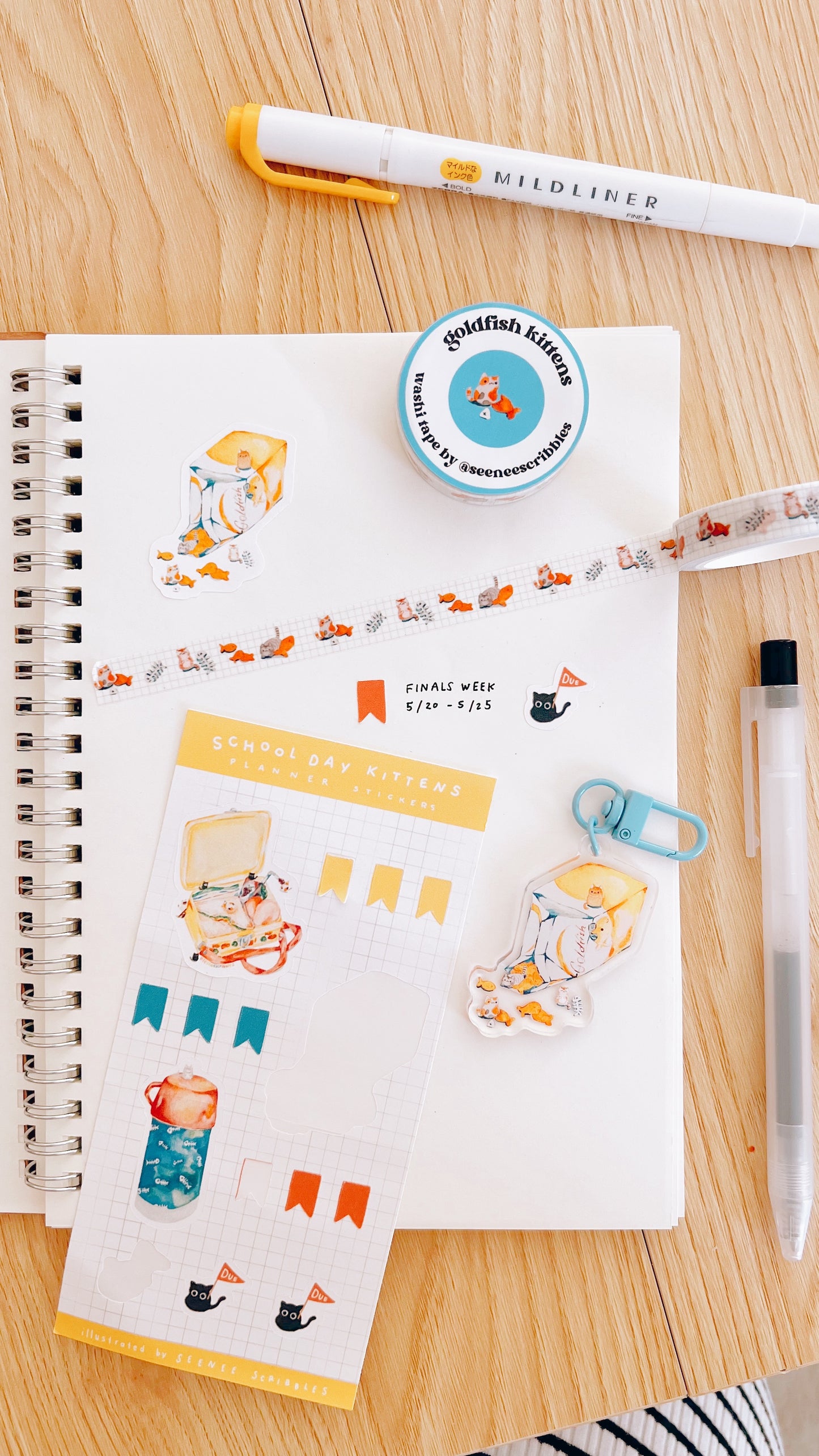 Goldfish Kittens Washi Tape (THIN) • 1cm x 5m