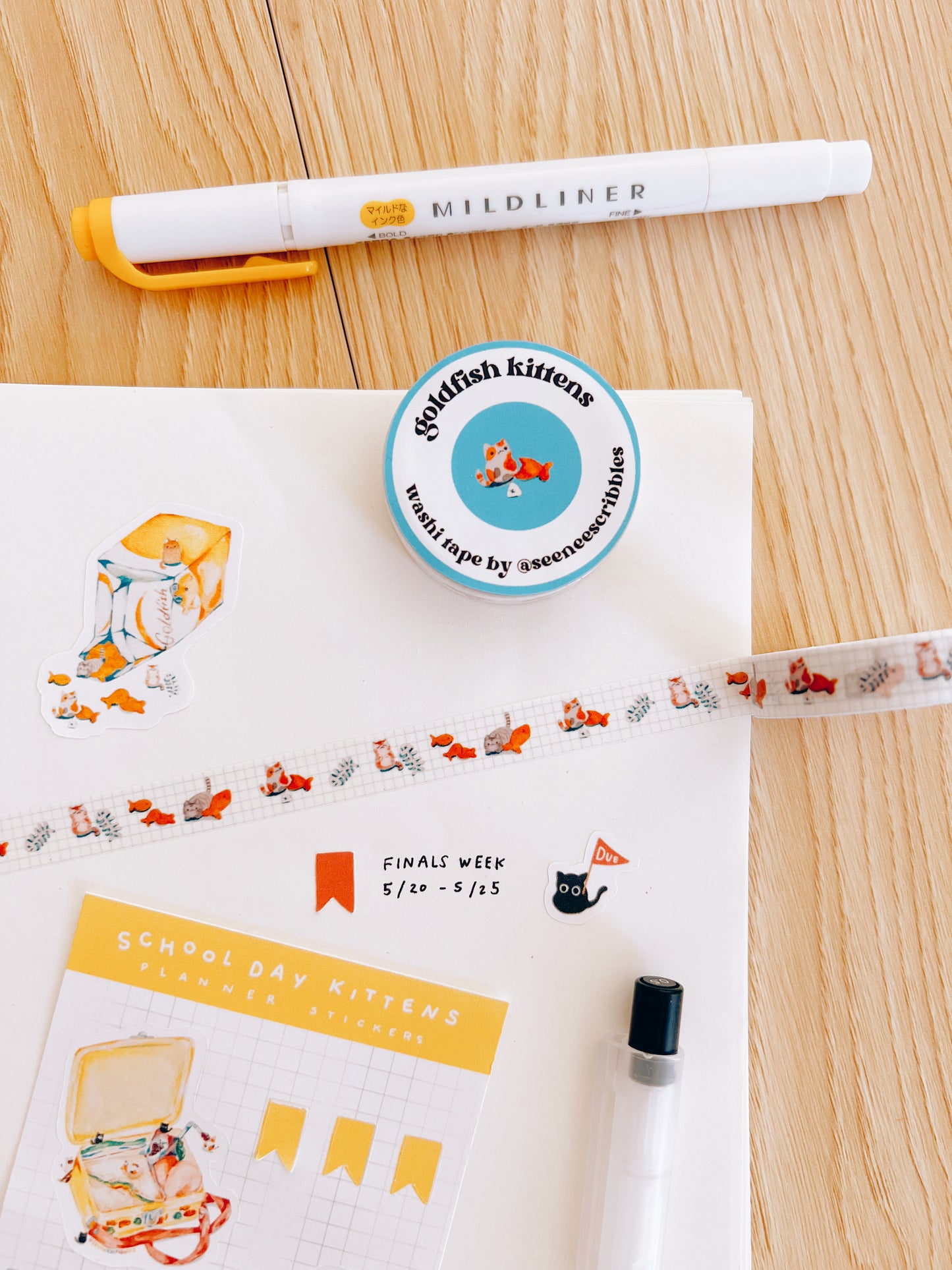 Goldfish Kittens Washi Tape (THIN) • 1cm x 5m