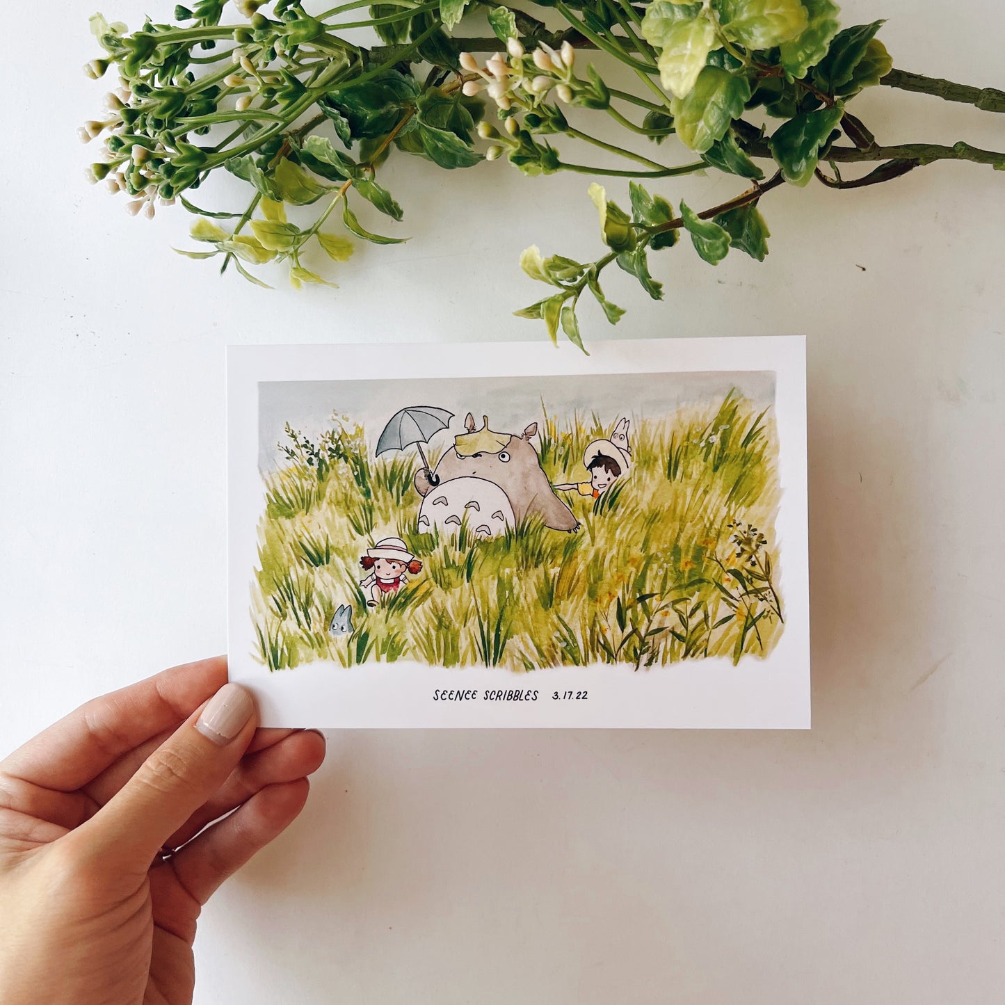Totoro in the Fields Art Print 4x6"