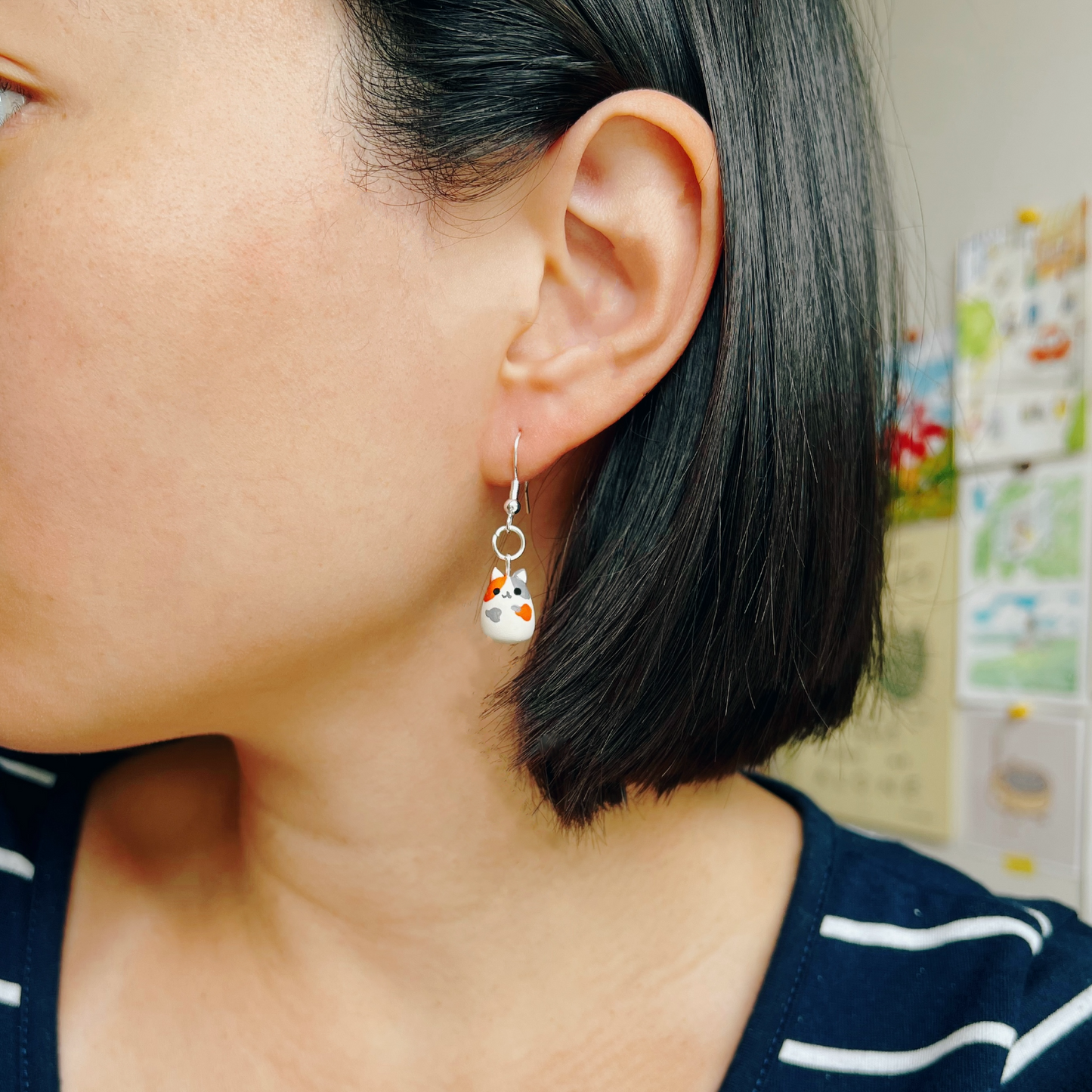 Handmade Goldfish Kitten Clay Earrings