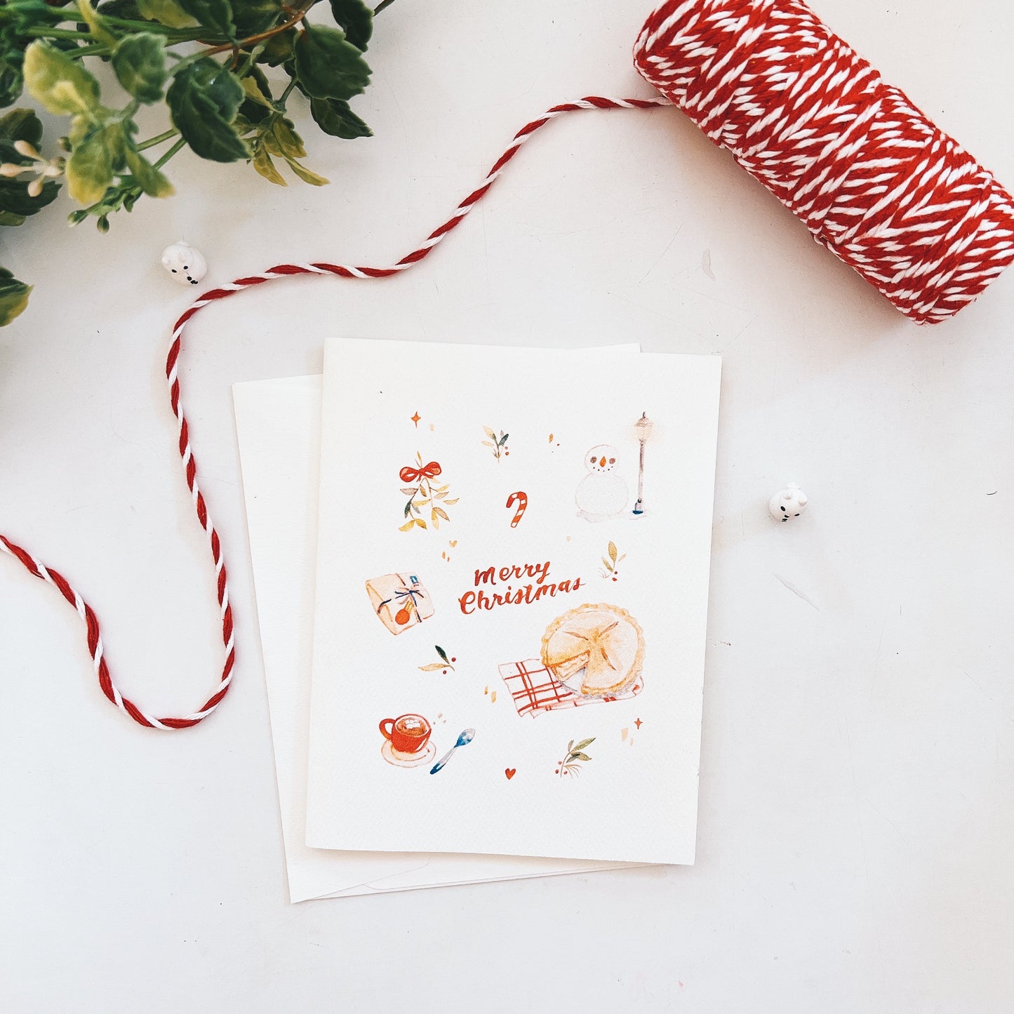 Merry Christmas Watercolor Greeting Card
