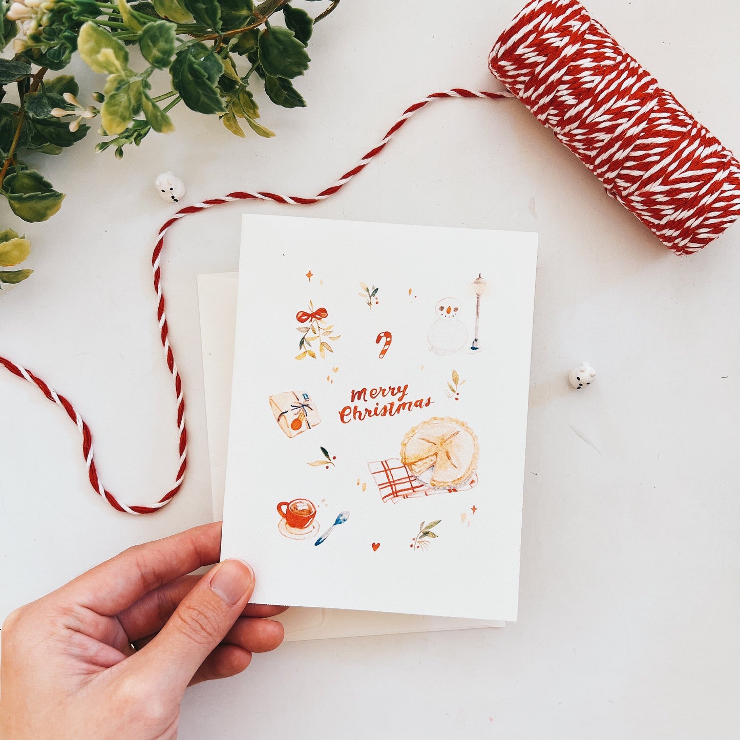 Merry Christmas Watercolor Greeting Card