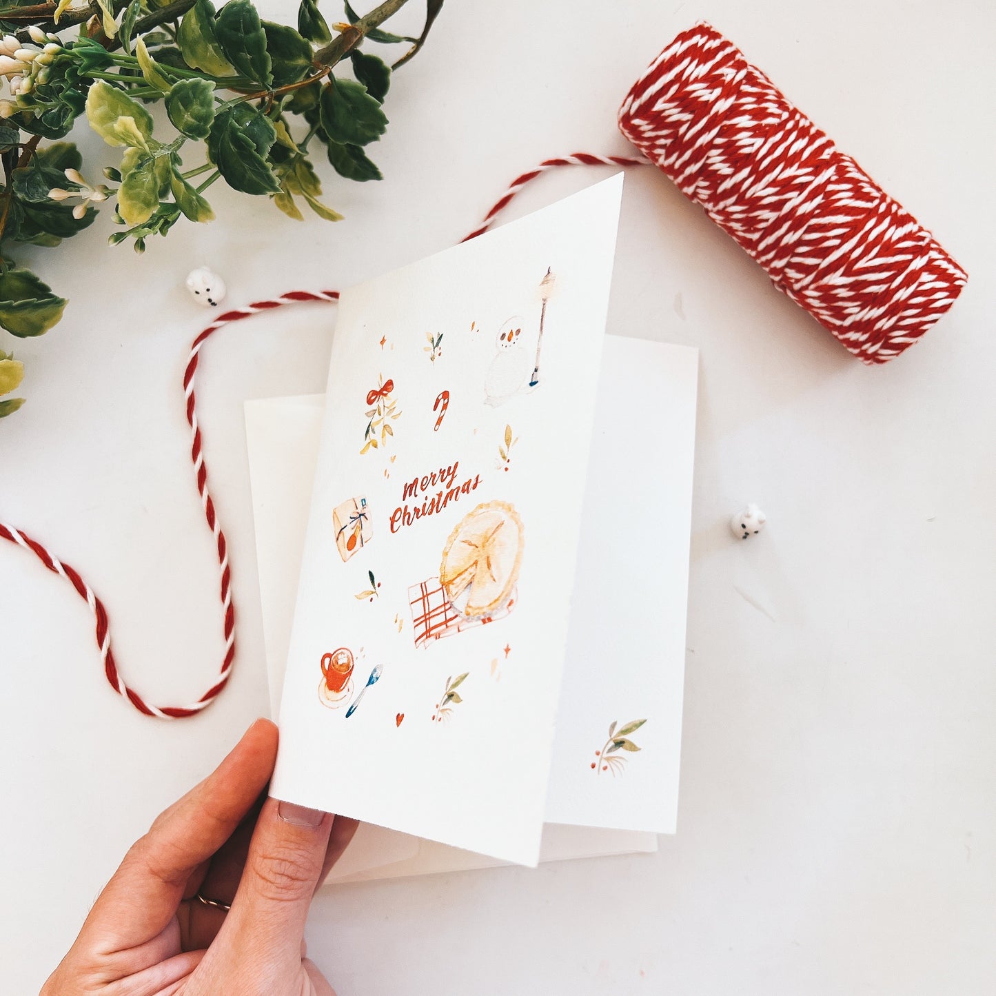 Merry Christmas Watercolor Greeting Card