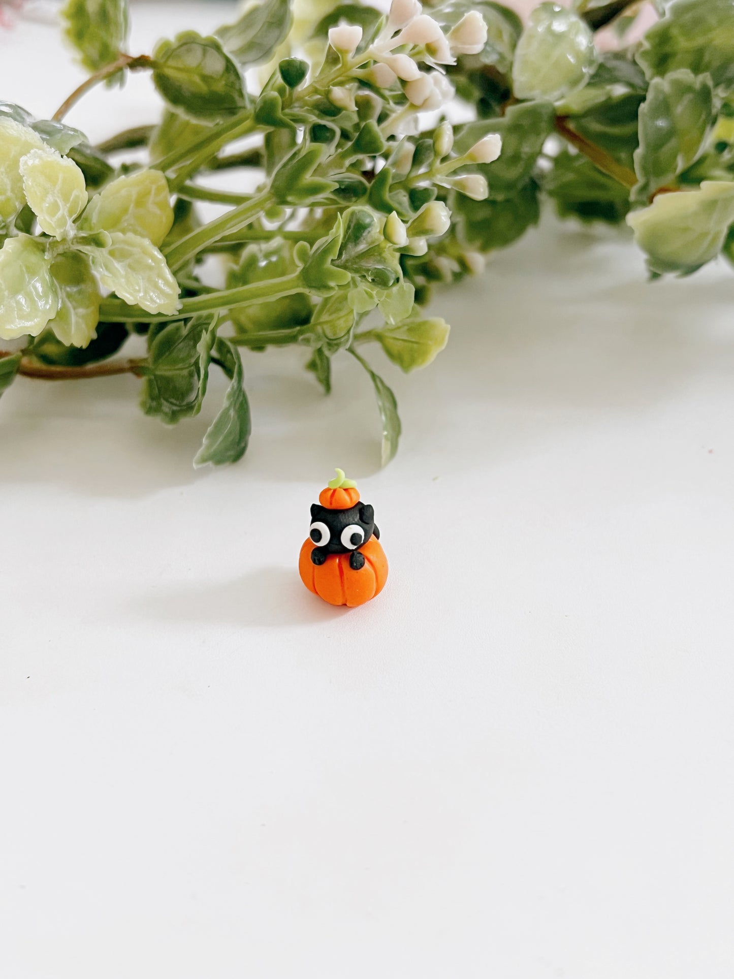 Handmade Pumpkitten Clay Buddy
