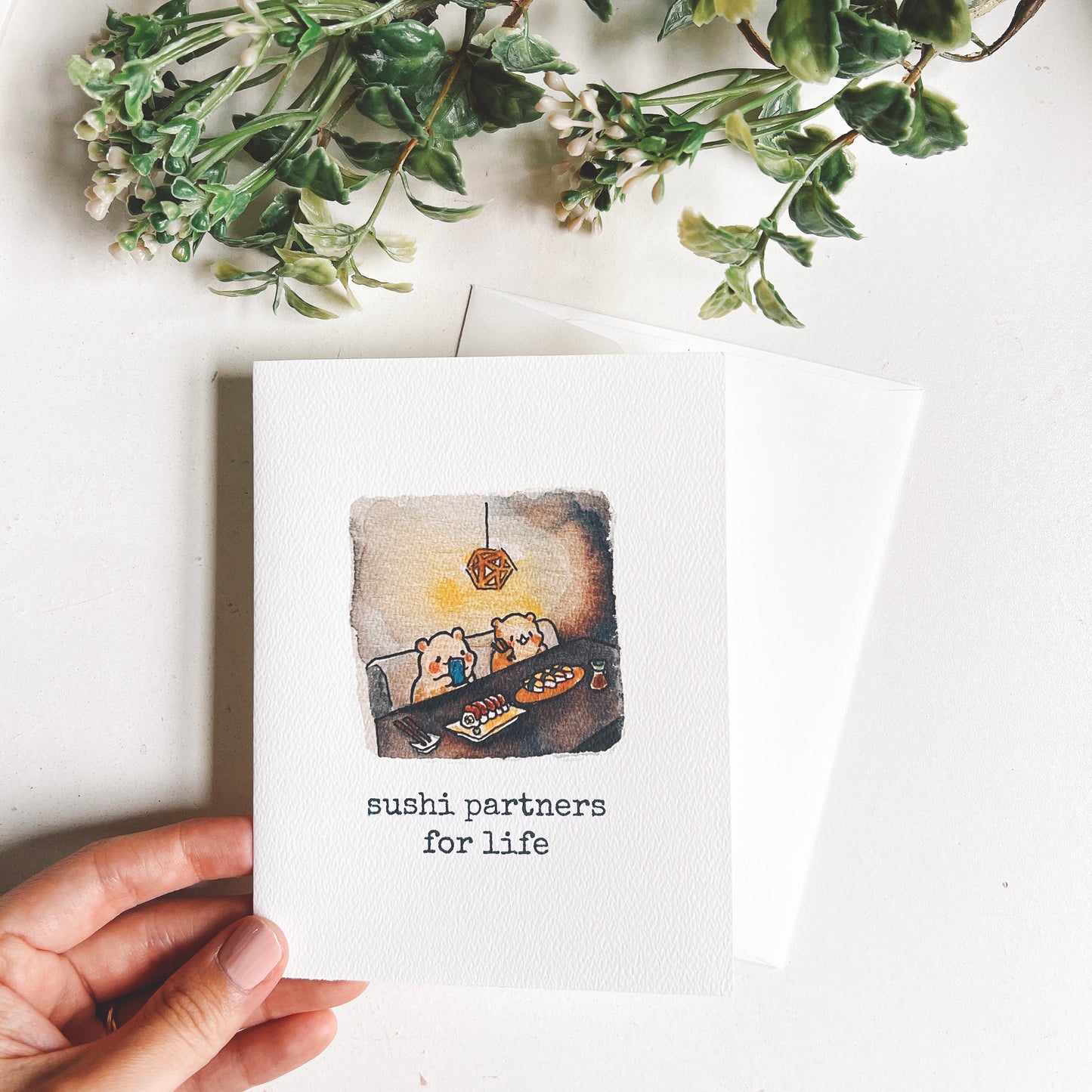 Sushi Partners for Life Watercolor Greeting Card