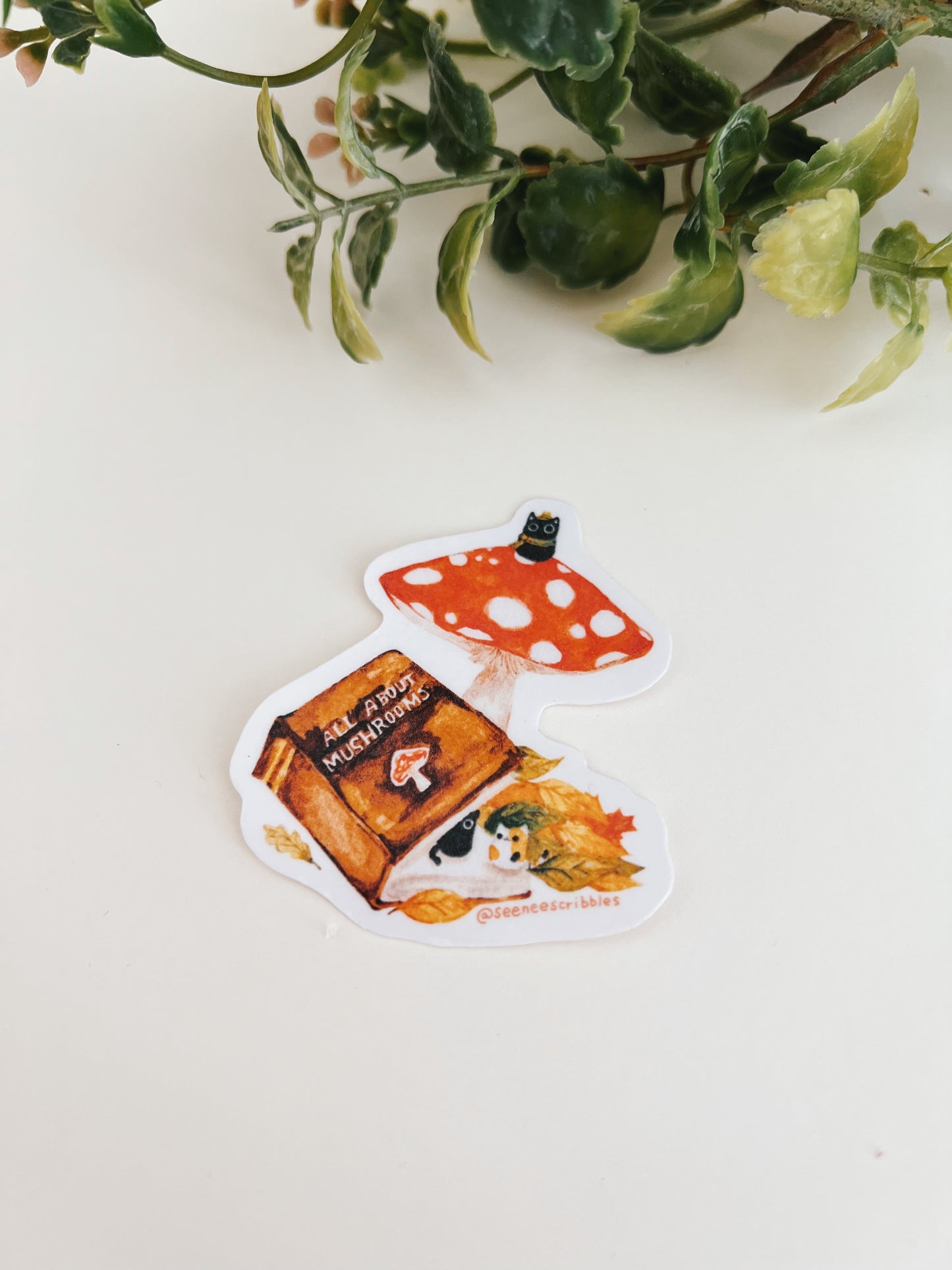 Mushroom Explorer Kittens Sticker | Dishwasher Safe