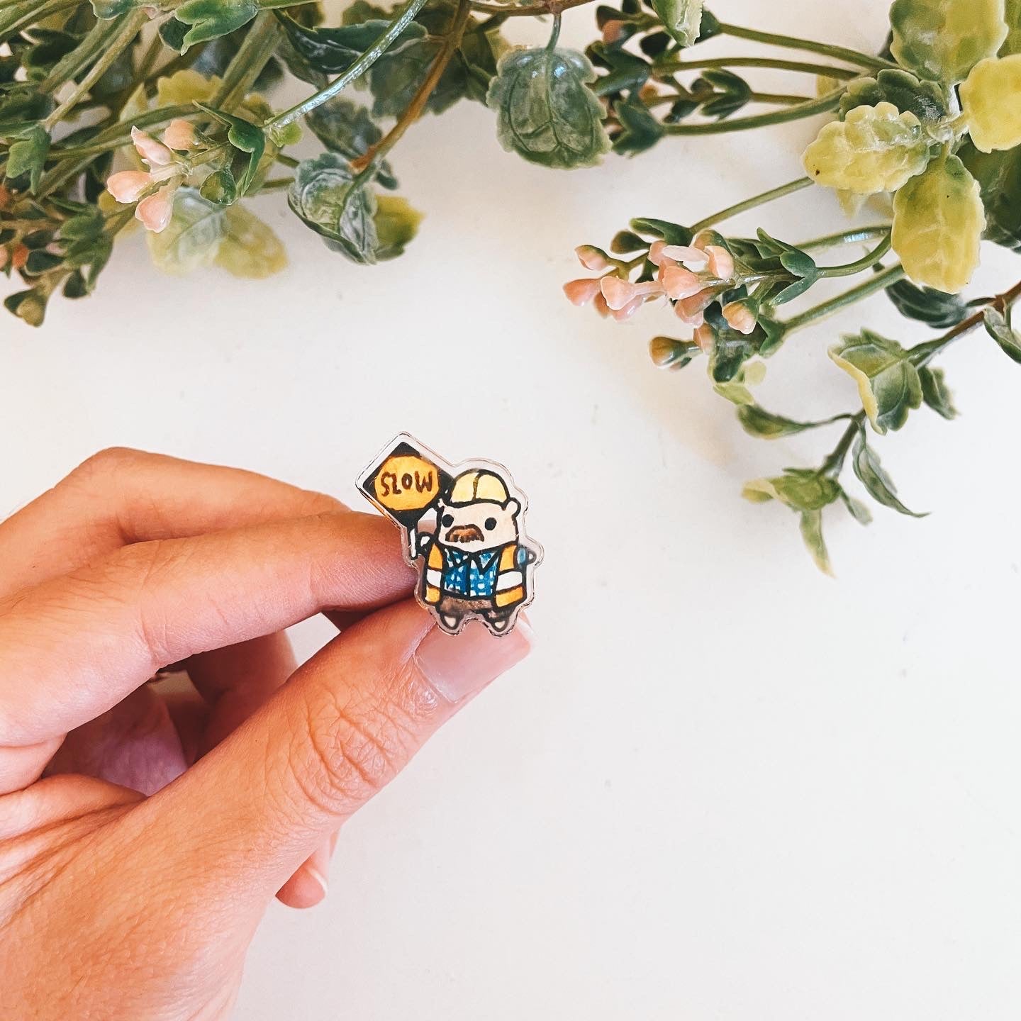 Construction Hammy Acrylic Pin