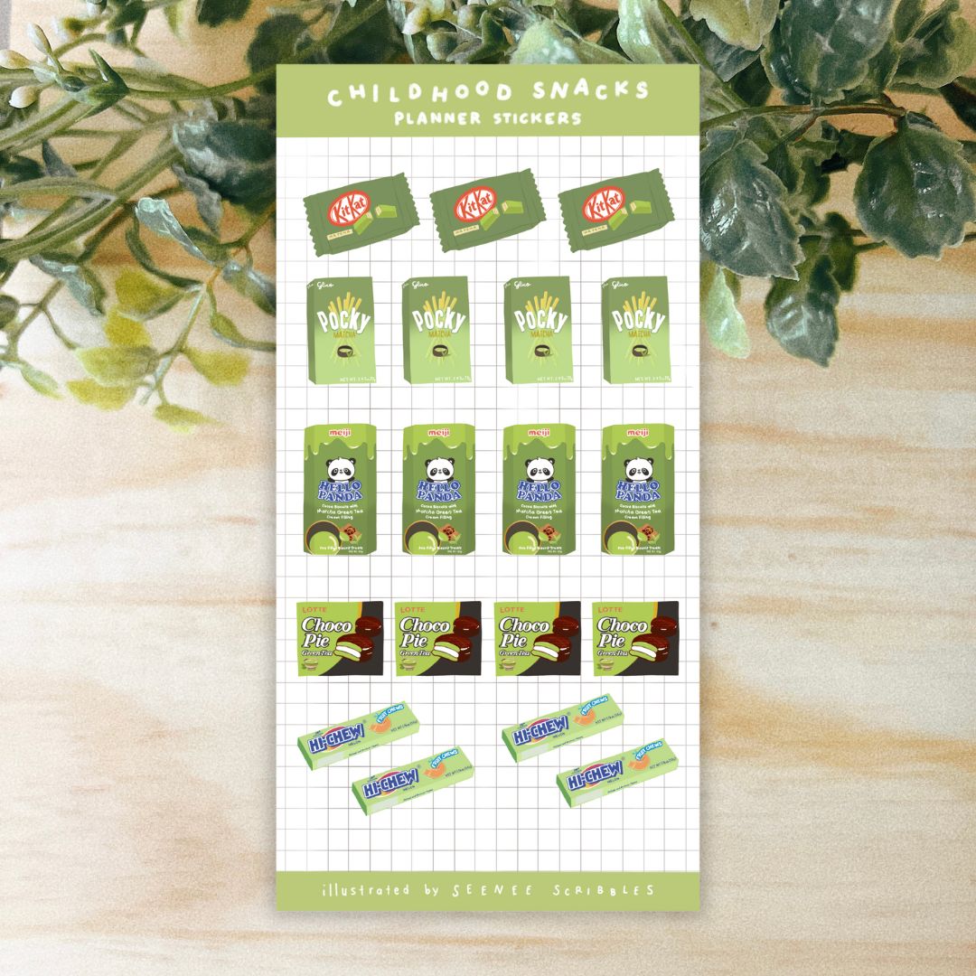 Green Childhood Snacks Sticker Sheet