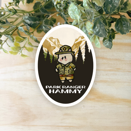 Park Ranger Hammy Vinyl Sticker • Dishwasher Safe