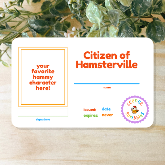 Official Citizen of Hamsterville ID Card