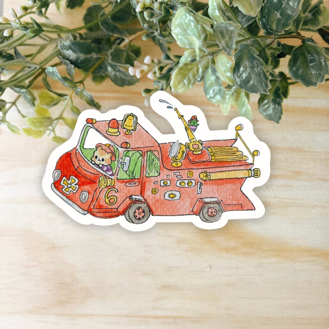 Fire Truck Hammies Sticker | Dishwasher Safe