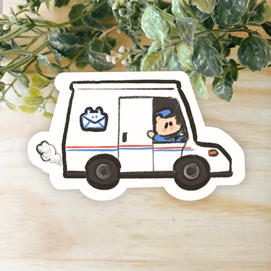 Post Hammy's Mail Truck Vinyl Sticker • Dishwasher Safe