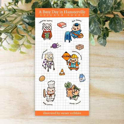 NEW • A Busy Day in Hamsterville Sticker Sheet