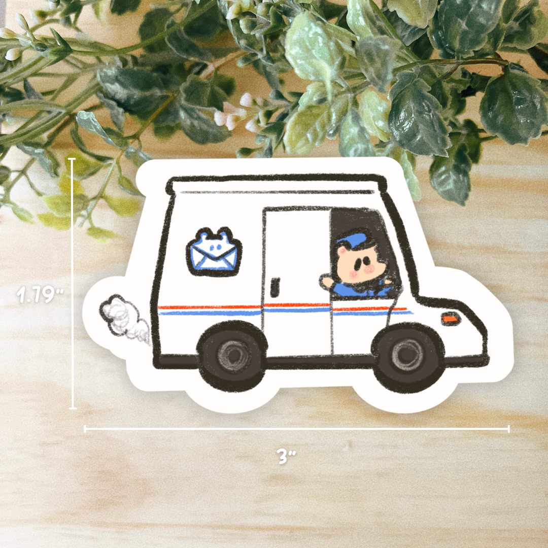 Post Hammy's Mail Truck Vinyl Sticker • Dishwasher Safe