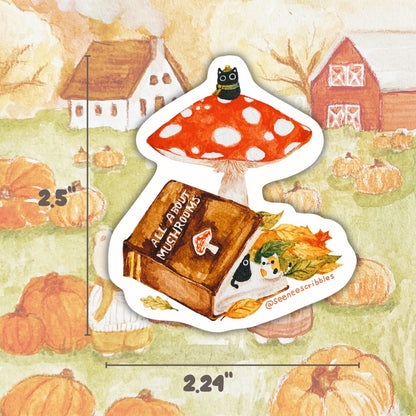 Mushroom Explorer Kittens Sticker | Dishwasher Safe