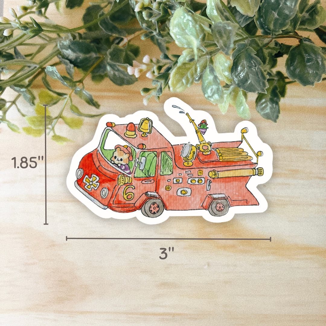 Fire Truck Hammies Sticker | Dishwasher Safe