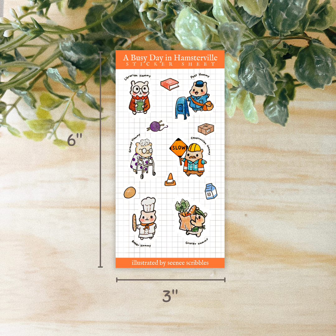 NEW • A Busy Day in Hamsterville Sticker Sheet