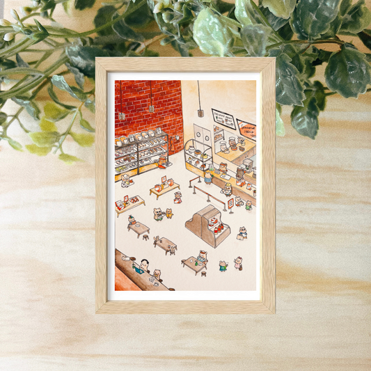 A Busy Bakery in Hamsterville Art Print 4x6"
