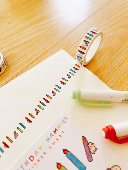 Birthday Hammies Washi Tape • 1cm x 5m