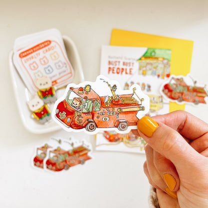 Fire Truck Hammies Sticker | Dishwasher Safe