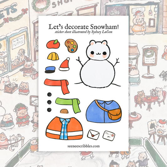 Let's decorate Snowham! Sticker Sheet Activity