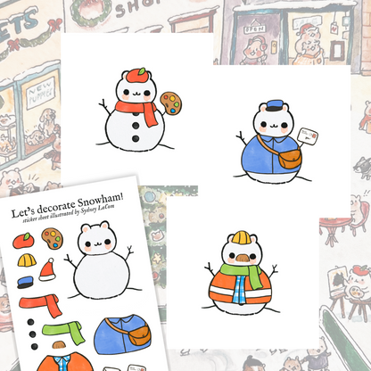 Let's decorate Snowham! Sticker Sheet Activity