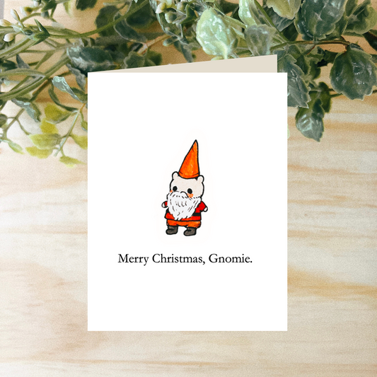 Merry Christmas Gnomie Watercolor Greeting Card