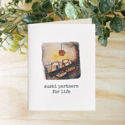 Sushi Partners for Life Watercolor Greeting Card