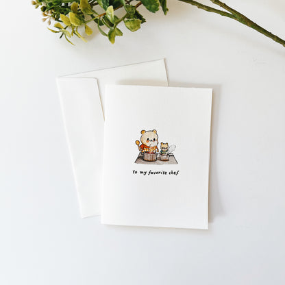 To My Favorite Chef Watercolor Greeting Card