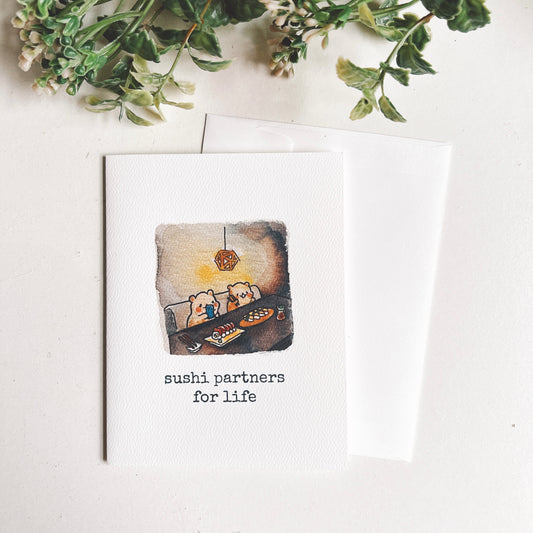 Sushi Partners for Life Watercolor Greeting Card