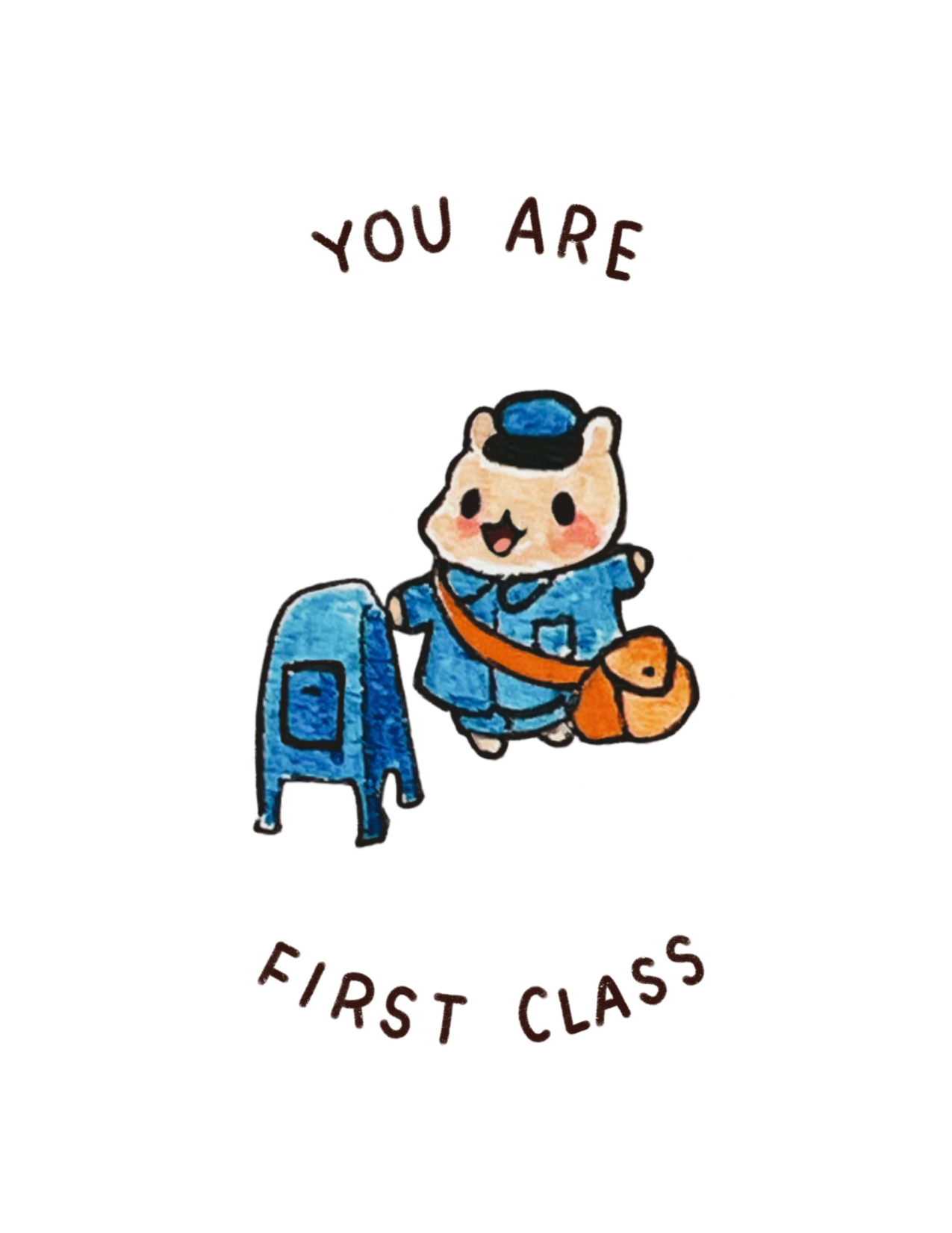 You Are First Class Post Hammy Watercolor Greeting Card