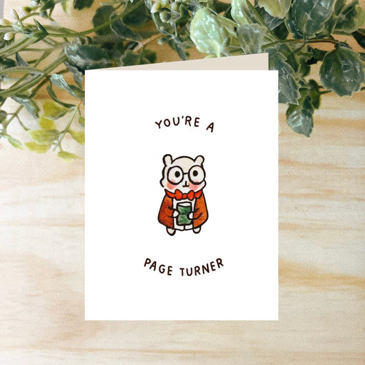 You're a Page Turner Librarian Hammy Watercolor Greeting Card